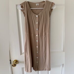 Wilfred Tan Midi Dress with Button Detail